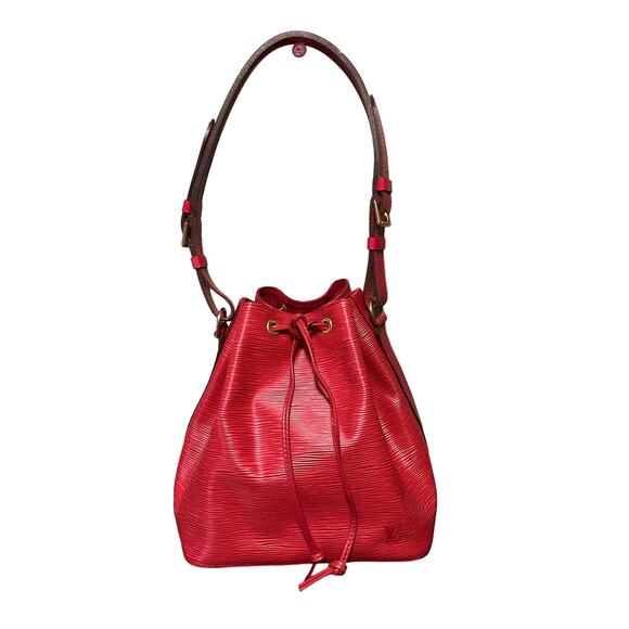 Vintage LOUIS VUITTON EPI LEATHER NOE PM Red Bucket Drawstring Shoulder Bag - Picture 3 of 15